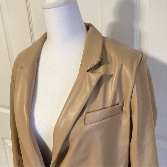 NWT Joie Faux Leather Tan Beige Blazer Coat Jacket - Picture 6 of 8